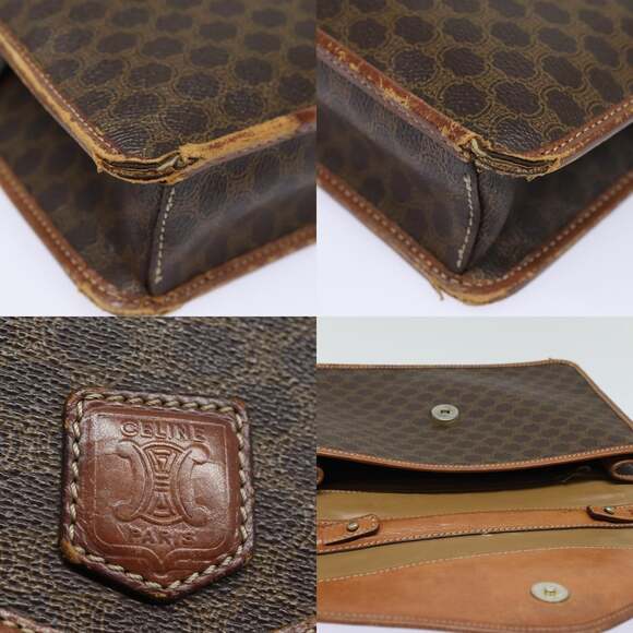 CELINE Macadam Canvas Shoulder Bag Pvc Leather Brown - Picture 11 of 13